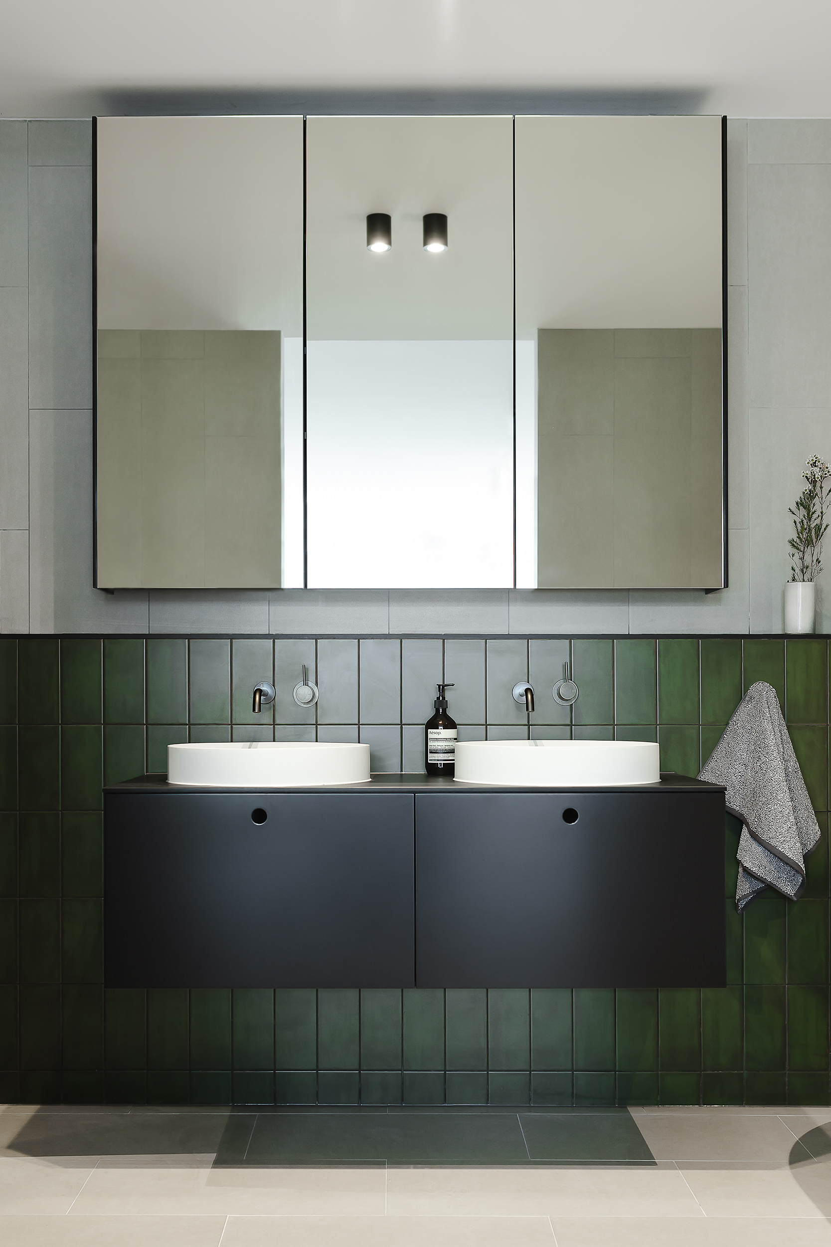 Brompton residential construction bathroom sink mirror
